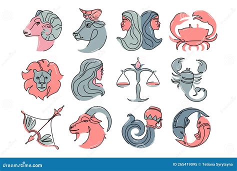 Astrological Zodiac Signs Vector Illustration Horoscope Symbols Icons