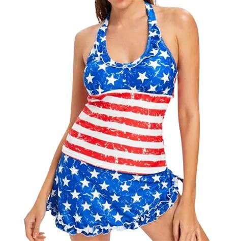 Women American Flag The Fourth Of July Swimwear Women Bikini Set Beach