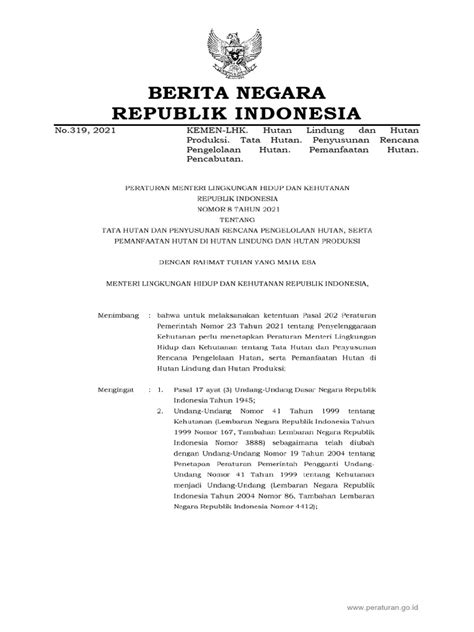 Permen Lhk Nomor 8 Tahun 2021 Pdf