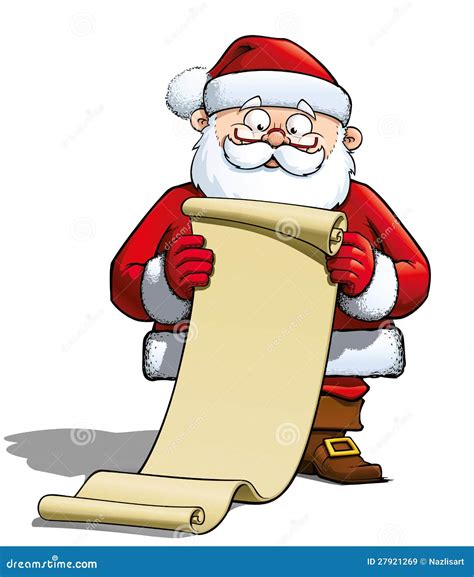 Santa Holding A Gift List Stock Vector Illustration Of Smile