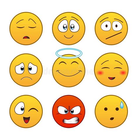 Cartoon Circle Set Emoticons Stock Illustrations Cartoon Circle