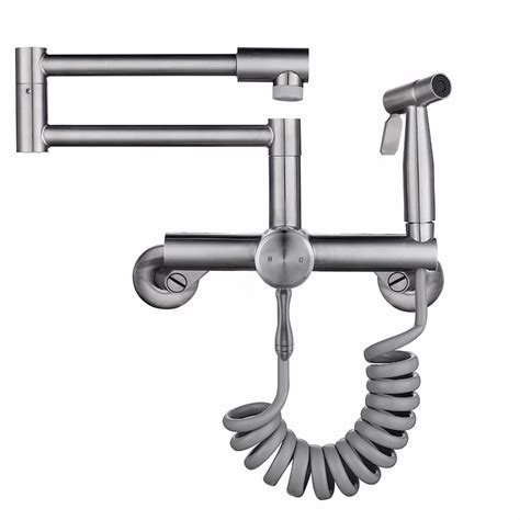 Flwueue Wall Mount Kitchen Sink Faucet 4 6 8 Center Folding Commercial Faucet Pot Filler