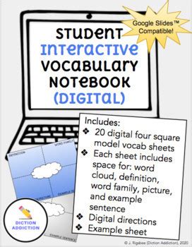 Distance Learning Digital Interactive Vocabulary Notebook TpT