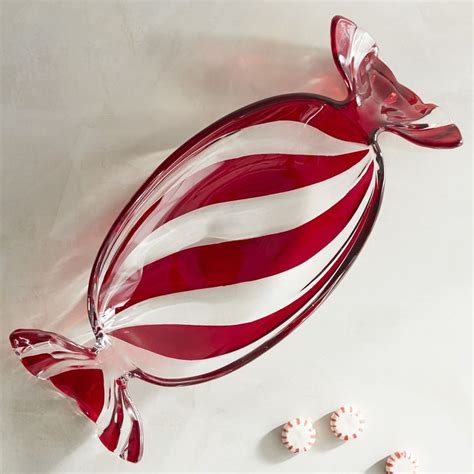 Striped Peppermint Glass Candy Dish 15 Pier 1 Imports Holiday 2016