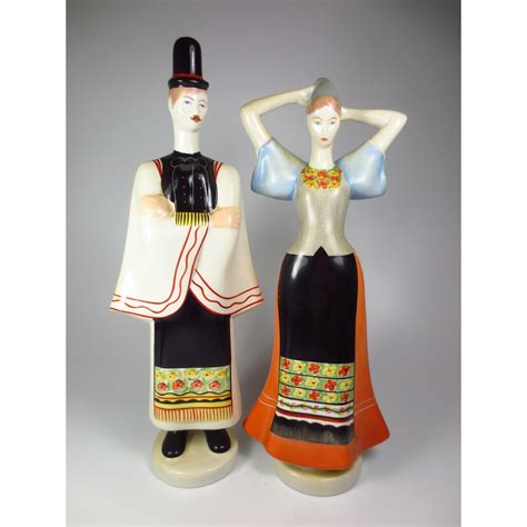 Aquincum Porcelain Figurines In Budapest Hungary Folk Attire Etsy