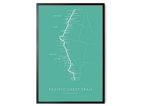 Pacific Crest Trail Map Pct Hiking Trail Map Pct Poster Etsy Pacific Crest Trail Hiking