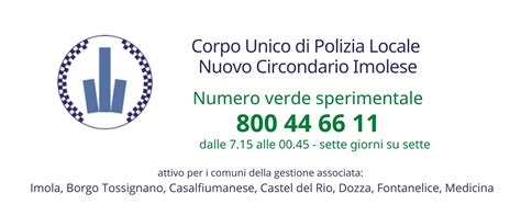 Corpo Unico Di Polizia Locale Attivato Il Numero Verde 800 44 66 11