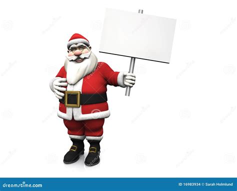 Cartoon Santa Holding Blank Sign Stock Images Image