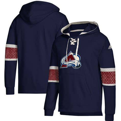 Adidas Colorado Avalanche Navy Jersey Lace Up Pullover Hoodie