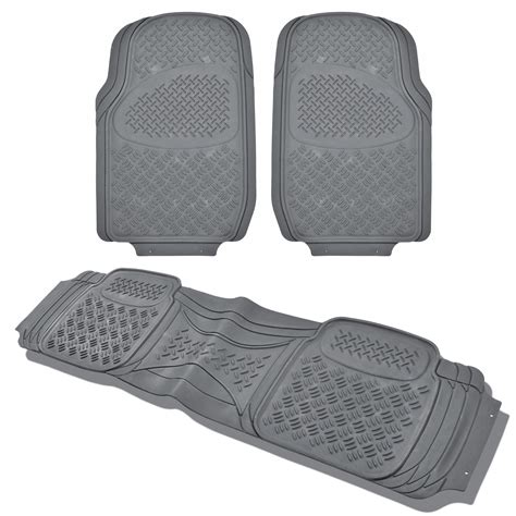 Gray Heavy Duty All Season Rubber Floor Mats 3 Piece Car Truck Suv