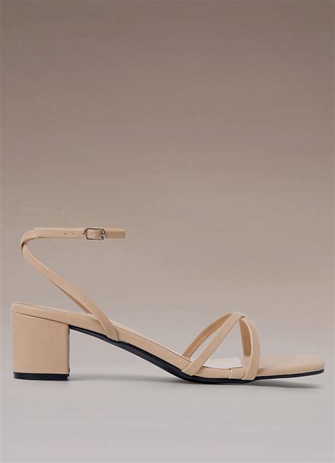 Nude Nude Strap Mid Heel Sandals Shoes Azazie
