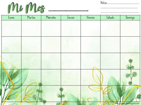 Planner Mensual Gratis Imprimible