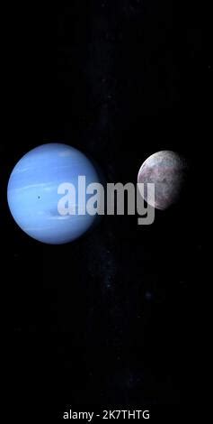 Proteus moon orbiting around Neptune planet. 4K Vertical Stock Photo ...