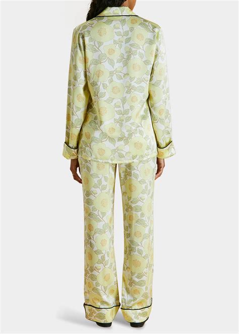 Olivia Von Halle Lila Silk Floral Print Pajama Set Bergdorf Goodman