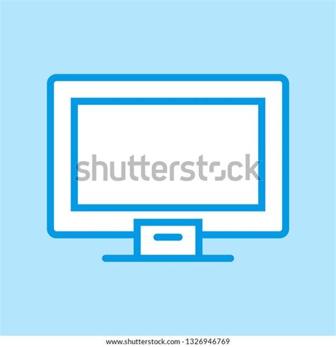 Computer Monitor Outline Icon Blue Background Stock Vector Royalty