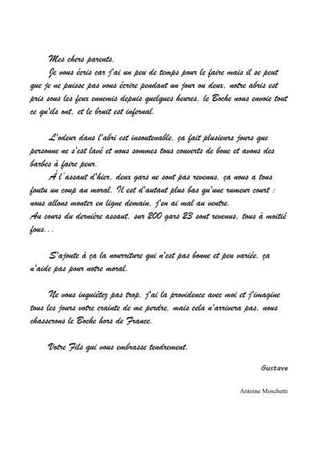 Lettre De Poilu Centenaire