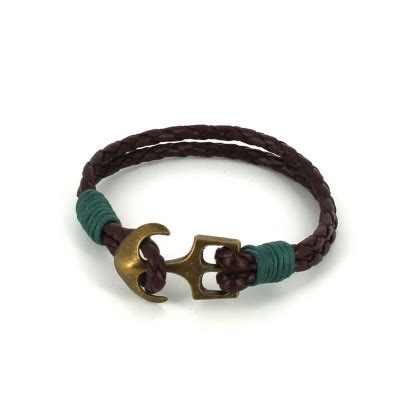 Pulsera Trenzada Marr N Y Verde Con Ancla Dorado V Cravatta World