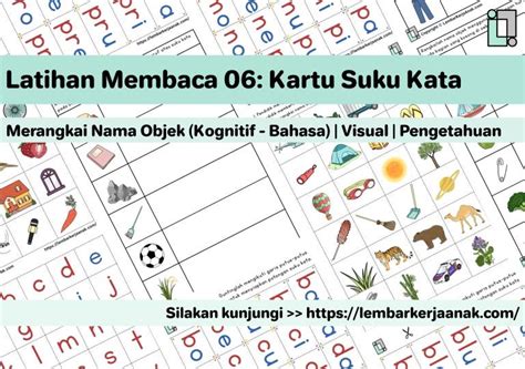 Worksheet Anak TK PAUD Membaca Flashcard Suku Kata PDF