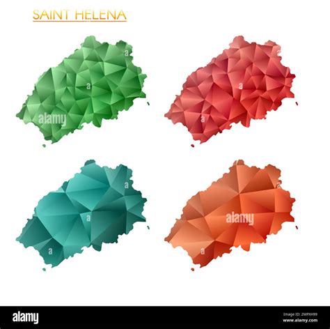 Set Of Vector Polygonal Maps Of Saint Helena Bright Gradient Map Of