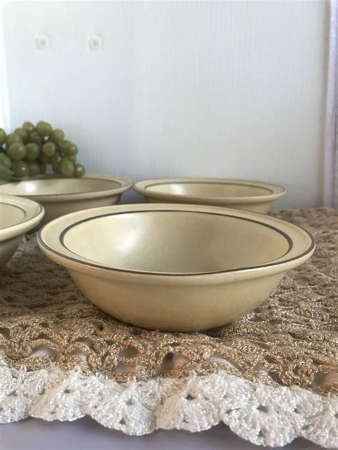 E Pfaltzgraff Village Pattern Beige Cereal Bowl Set Of Etsy