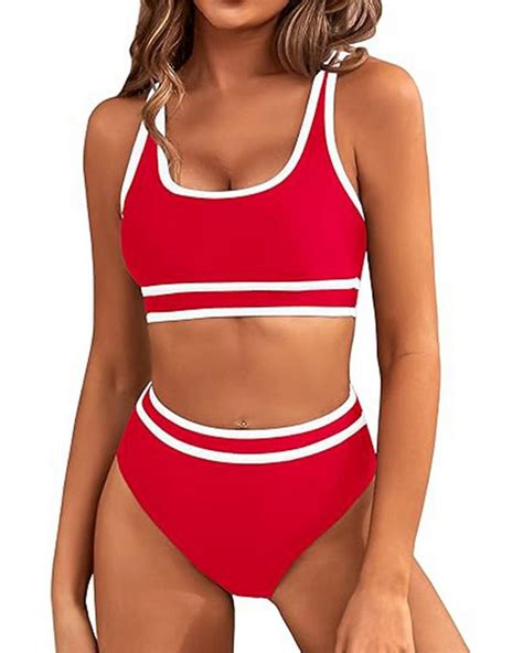 Lamon Monokini Damen Sommer Bauchkontrolle Bikini Farbblock Zweiteilige