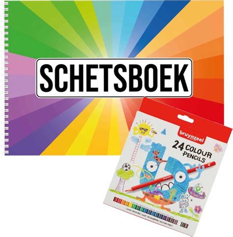 Schetsboek Voor Kinderen In A Formaat Paginas Met Kleurpotloden