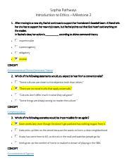 Sophia Pathways Intro To Ethics Milestone 2 Pdf Sophia Pathways