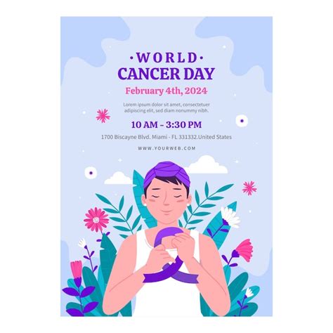 Free Vector Flat Vertical Flyer Template For World Cancer Day Awareness