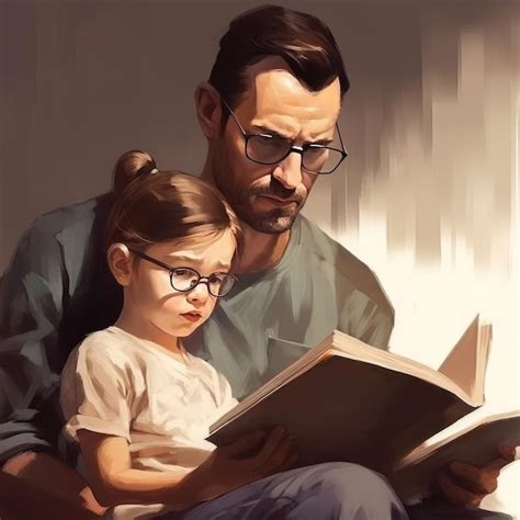 Un hombre y una niña leyendo un libro juntos Foto Premium