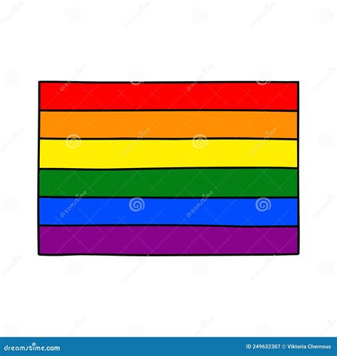 Traditional Gay Pride Flag Doodle Icon, Vector Color Line Illustration ...