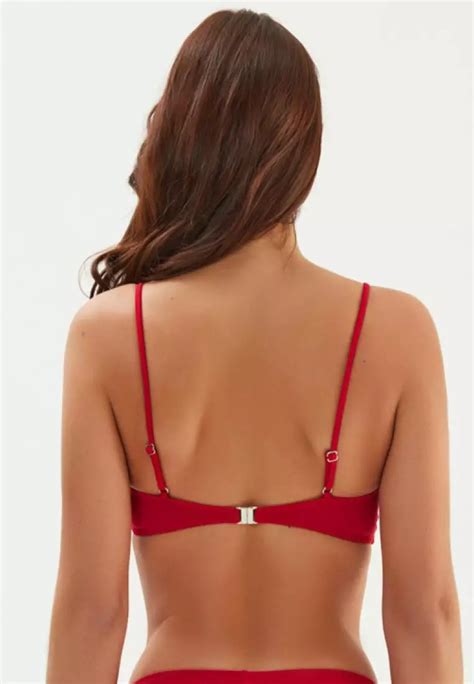 Eros Dark Red Bikini Top Adjustable Thin Straps Swimwear For Women