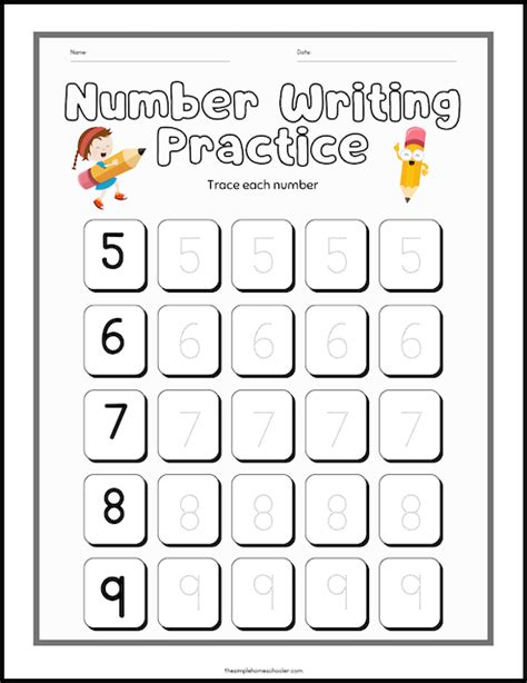 15 Free Number Writing Worksheets For Kindergarten The Simple