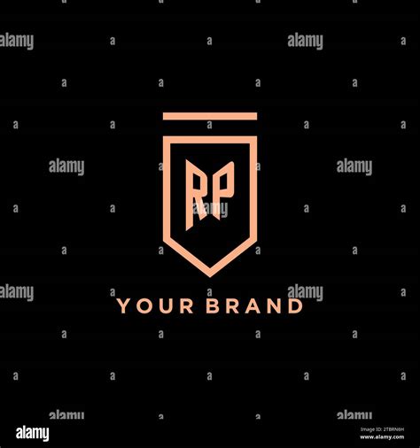 Rp Monogram Initial With Shield Logo Design Icon Vector Graphic Stock