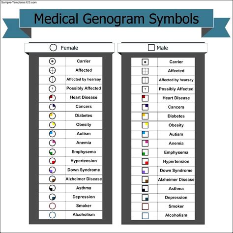 Medical Genogram Symbols Template - Sample Templates - Sample Templates