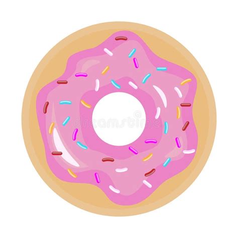 Donut With Pink Glaze Donut Icon Flat Color Vector Illustration