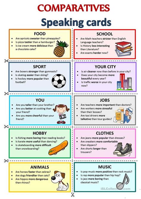 Esl Comparatives Speaking Worksheet