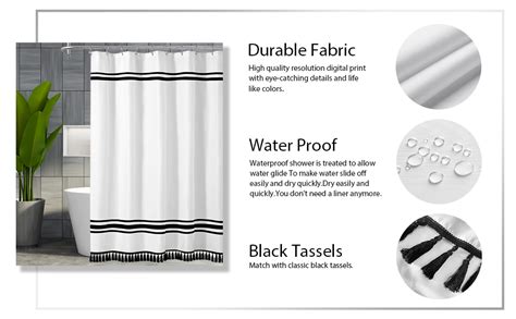 Seasonwood Black And White Shower Curtain Farmhouse Shower