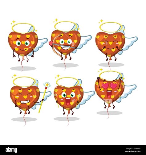 Orange Love Balloon Cartoon Designs As A Cute Angel Character Vector