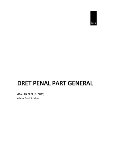 Dret Penal Part General Grau En Dret N Curs Ariadna Bosch