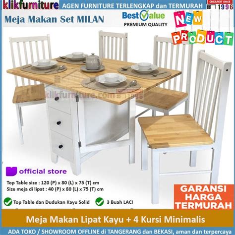 Jual Meja Makan Lipat Milna Kursi Kayu Solid Minimalis Modern Di