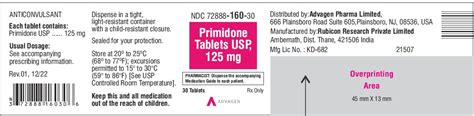 Primidone Tablets Usp 50 Mg 125 Mg And 250 Mg Rx Only Anticonvulsant