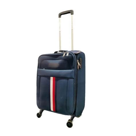 Navy Blue Base Nylon Four Wheel Soft Luggage Trolley Bag At Rs