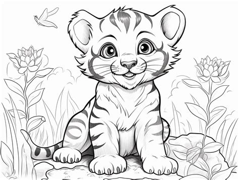 Entertaining Tiger Cub Coloring Coloring Page