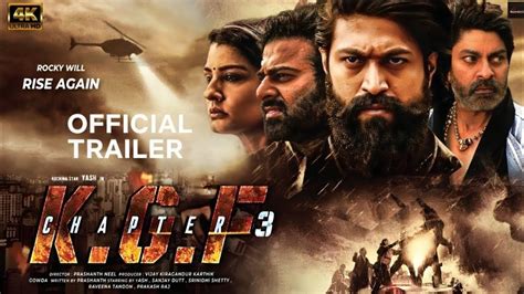 K G F Chapter 3 HINDI Trailer Rocking Star Yash Prabhas Raveena