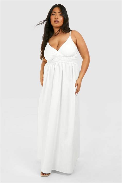 Plus Woven Shirred Waist Maxi Dress Boohoo Usa