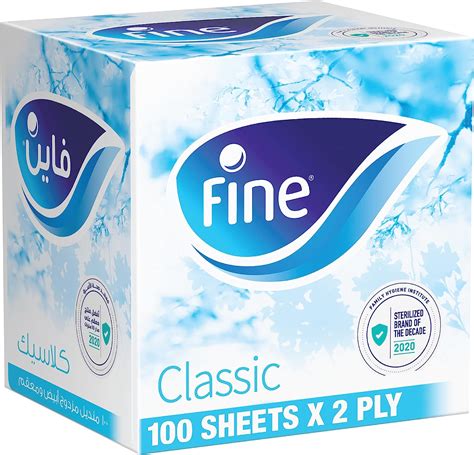 Fine Classic Facial Tissue Sterilized Cubic Tissue Box 2 Ply × 100