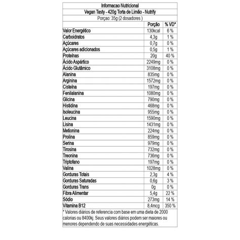 Vegan Tasty 420g Torta de Limão Nutrify OtimaNutri