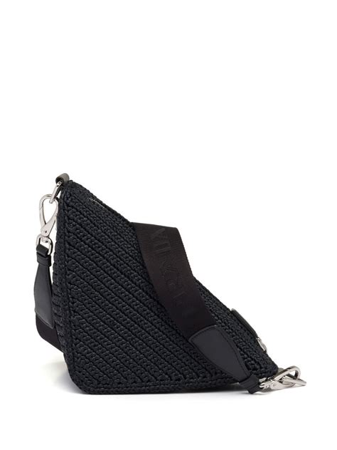 Prada Raffia Triangle Shoulder Bag Black Farfetch