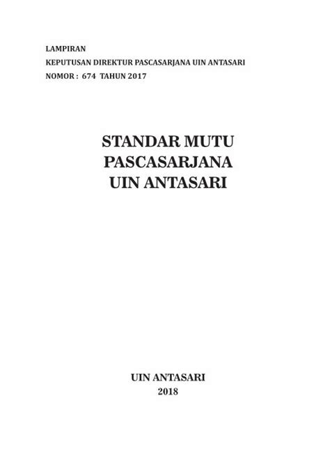 Pdf Standar Mutu Pascasarjana Uin Antasari Mutu Iv