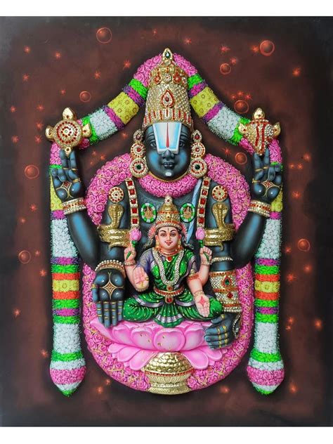 Tirupati Balaji Tanjore Painting Venkateshvara With Devi Lakshmi